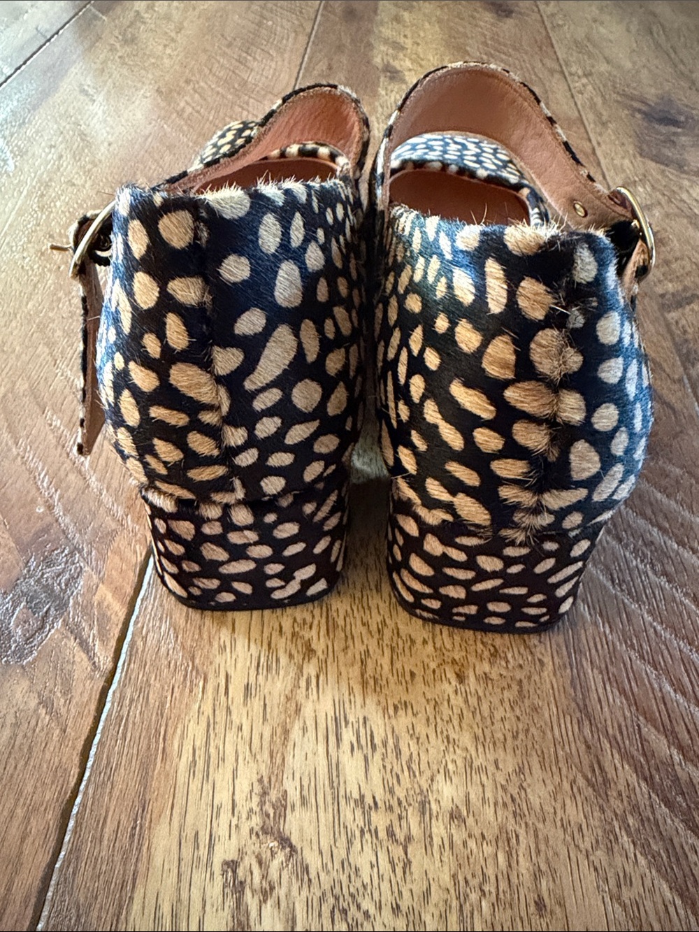 Poppy Barley Calf Hair Mary Jane Heels Animal Print 10 - Picture 7 of 15